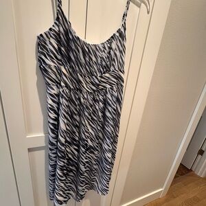 Ann Taylor Spaghetti Strap Striped Blue & Black Dress Size 12